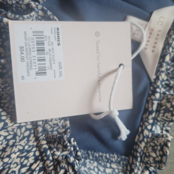 LC Lauren Conrad Blue and White Floral Short Sleeve Dress with Ruffles - Picture 5 of 7